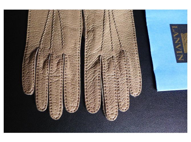 Lanvin Handschuhe aus echtem Peccary in Dunkelbeige Größe 6 ½ Taupe - Ansicht 3