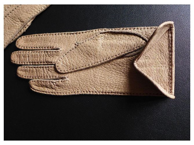 Lanvin Handschuhe aus echtem Peccary in Dunkelbeige Größe 6 ½ Taupe - Ansicht 6