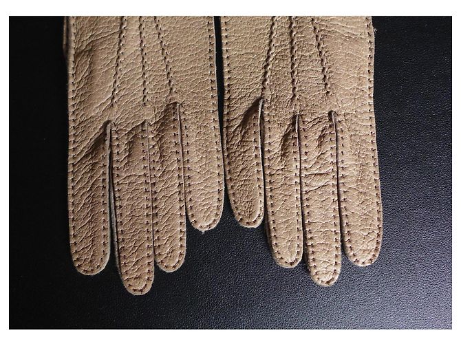 Lanvin Handschuhe aus echtem Peccary in Dunkelbeige Größe 6 ½ Taupe - Ansicht 8