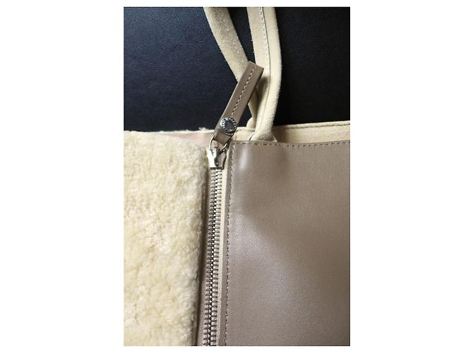 Autre Marque Borsa a spalla Sabatier 1947 in pelle e pelliccia Beige - vista 11