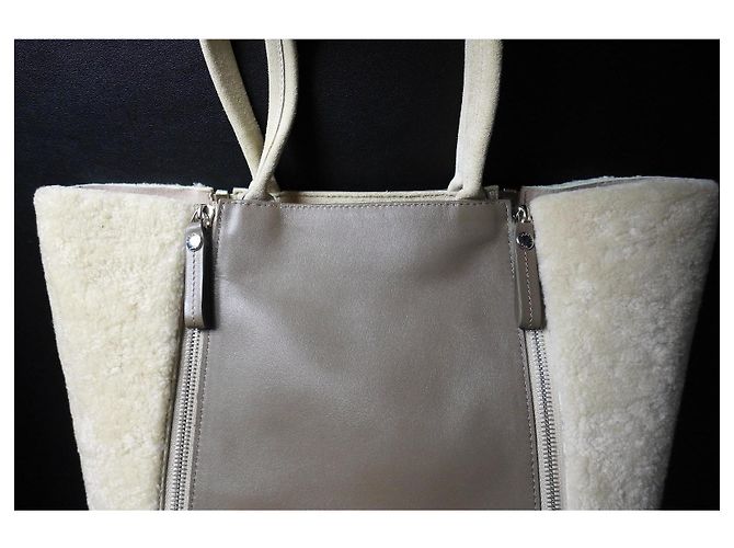 Autre Marque Borsa a spalla Sabatier 1947 in pelle e pelliccia Beige - vista 12