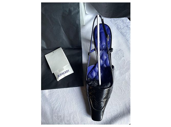 Burberry Black Leather Back Strap Pumps Size 39 - view 2