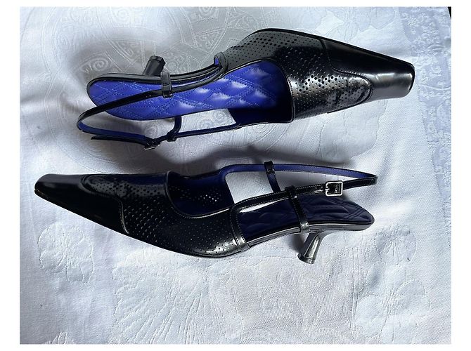 Burberry Black Leather Back Strap Pumps Size 39 - view 4