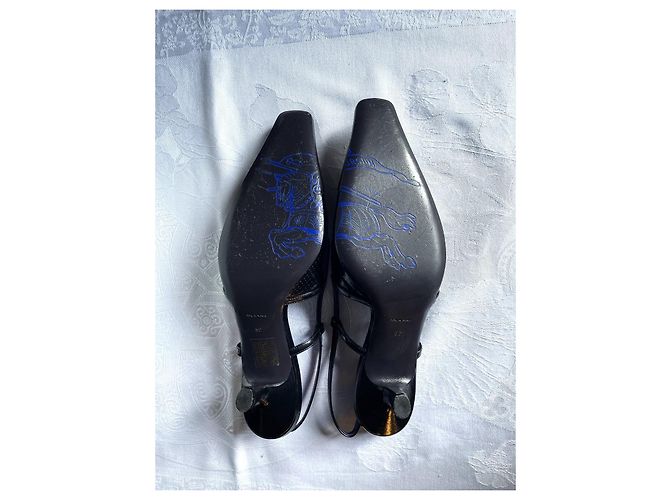 Burberry Black Leather Back Strap Pumps Size 39 - view 5