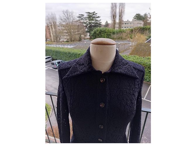 Chloé Spitzenkleid Schwarz und Navy Blau Größe 36 Marineblau - Ansicht 2