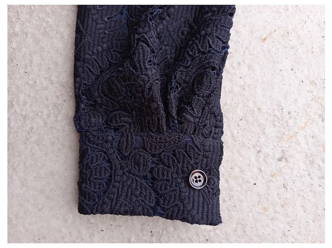 Chloé Spitzenkleid Schwarz und Navy Blau Größe 36 Marineblau - Ansicht 7