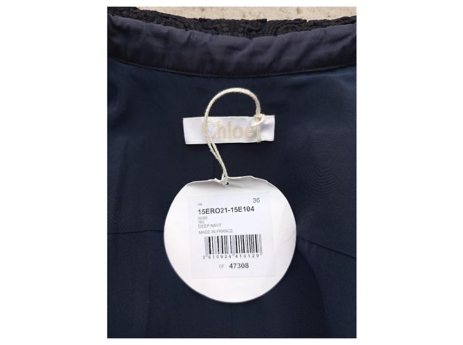 Chloé Spitzenkleid Schwarz und Navy Blau Größe 36 Marineblau - Ansicht 8