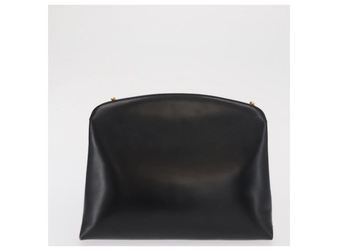 Salvatore Ferragamo Borsa a Spalla Gancini Chain in Pelle Nera Oro Auth 169084 Nero D'oro - vista 2