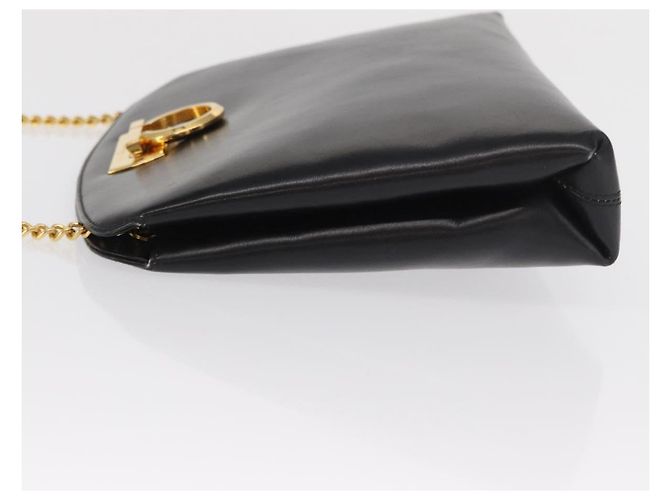 Salvatore Ferragamo Borsa a Spalla Gancini Chain in Pelle Nera Oro Auth 169084 Nero D'oro - vista 4