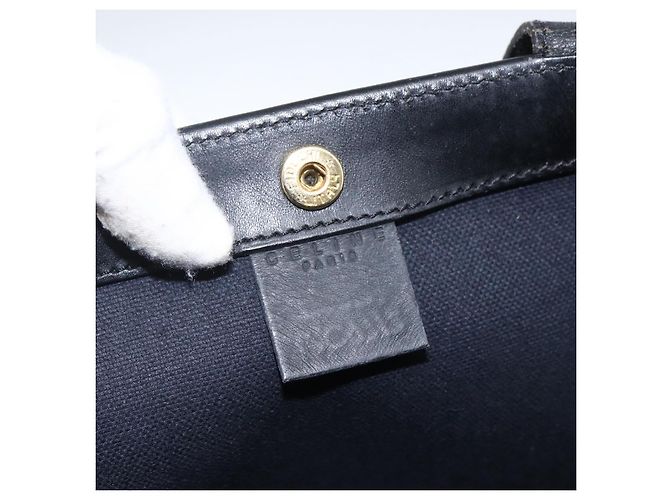 Céline Borsa a mano in tela Macadam CELINE in pelle PVC nera e oro Auth 170122 Nero D'oro - vista 10