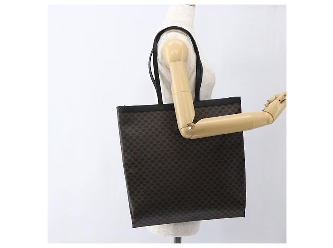 Céline Borsa a mano in tela Macadam CELINE in pelle PVC nera e oro Auth 170122 Nero D'oro - vista 19