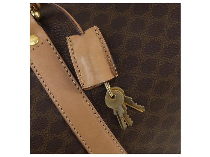 Céline Borsa Boston in tela Macadam CELINE in pelle PVC marrone oro Auth mr1830 D'oro - vista 10