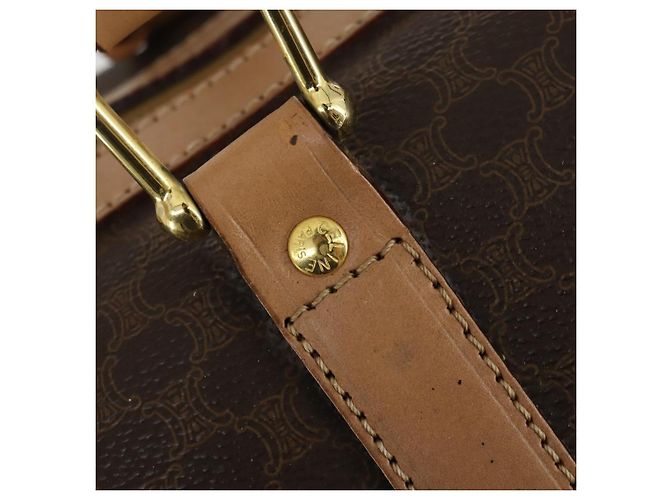 Céline Borsa Boston in tela Macadam CELINE in pelle PVC marrone oro Auth mr1830 D'oro - vista 17