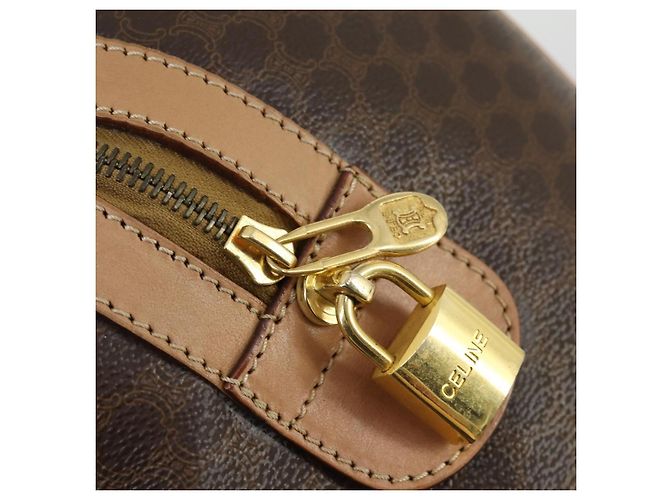 Céline Borsa Boston in tela Macadam CELINE in pelle PVC marrone oro Auth mr1830 D'oro - vista 19