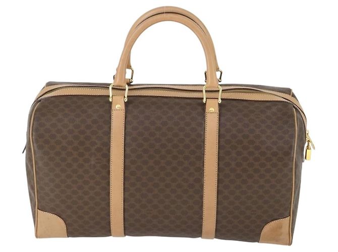 Céline Borsa Boston in tela Macadam CELINE in pelle PVC marrone oro Auth mr1830 D'oro - vista 2