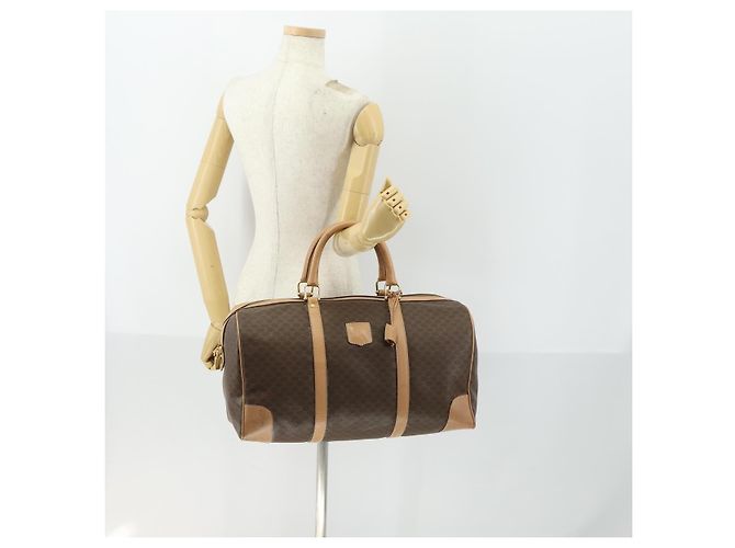 Céline Borsa Boston in tela Macadam CELINE in pelle PVC marrone oro Auth mr1830 D'oro - vista 24