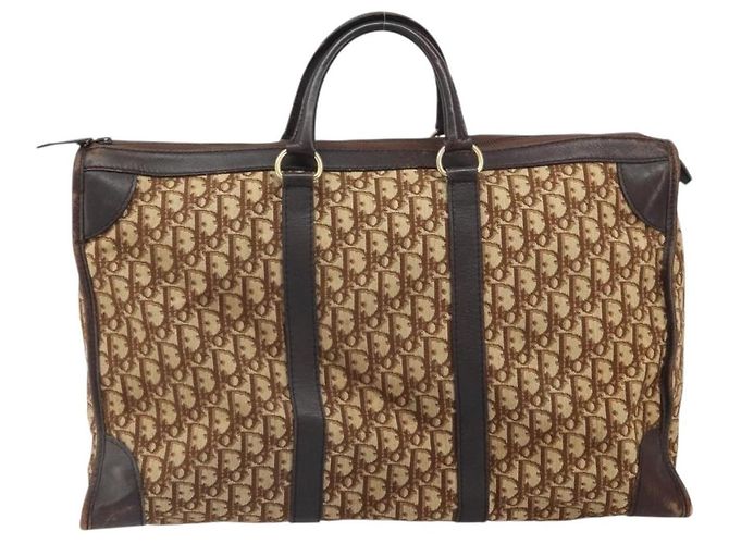 Borsa Boston in tela Trotter Christian Dior marrone oro Auth gh1637 D'oro - vista 13