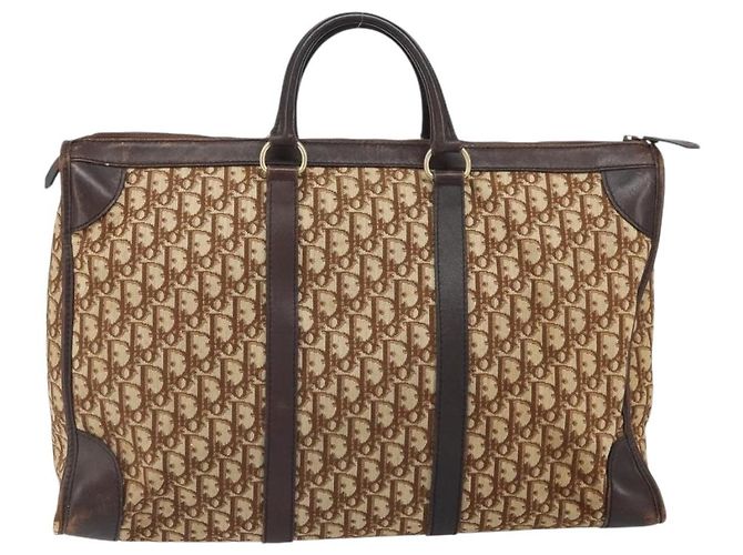 Borsa Boston in tela Trotter Christian Dior marrone oro Auth gh1637 D'oro - vista 2