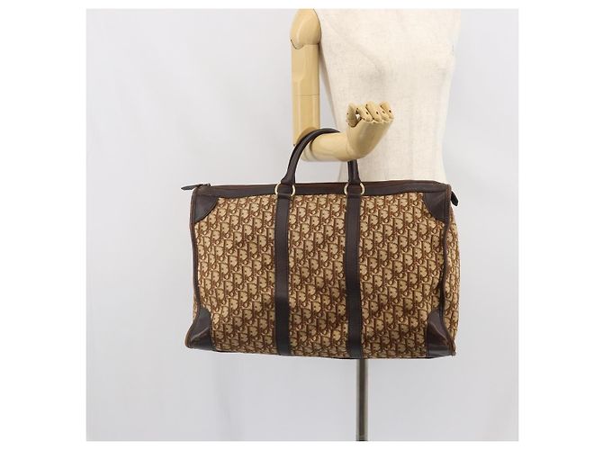 Borsa Boston in tela Trotter Christian Dior marrone oro Auth gh1637 D'oro - vista 20