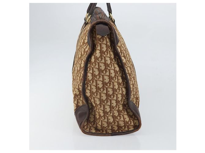 Borsa Boston in tela Trotter Christian Dior marrone oro Auth gh1637 D'oro - vista 3