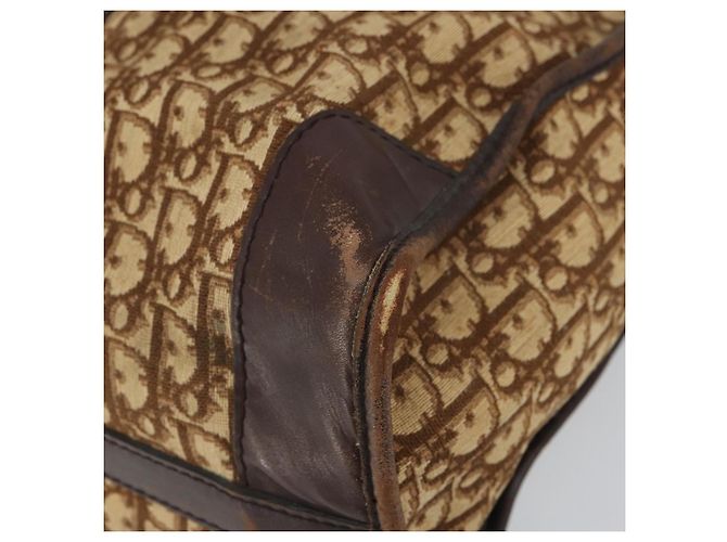 Borsa Boston in tela Trotter Christian Dior marrone oro Auth gh1637 D'oro - vista 9
