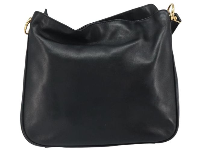 Borsa a Spalla in Pelle Gucci Bamboo 2way Nera Oro 001 2113 1638 Auth ki6316 Nero D'oro - vista 13