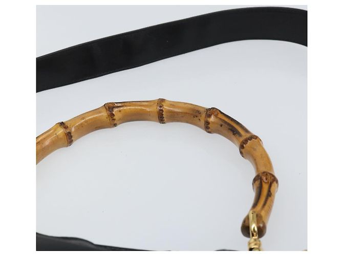 Borsa a Spalla in Pelle Gucci Bamboo 2way Nera Oro 001 2113 1638 Auth ki6316 Nero D'oro - vista 14