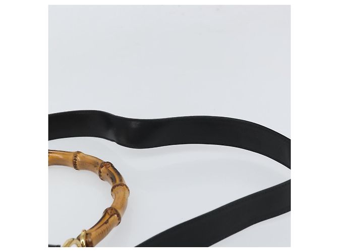 Borsa a Spalla in Pelle Gucci Bamboo 2way Nera Oro 001 2113 1638 Auth ki6316 Nero D'oro - vista 15