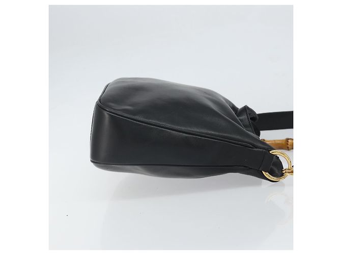 Borsa a Spalla in Pelle Gucci Bamboo 2way Nera Oro 001 2113 1638 Auth ki6316 Nero D'oro - vista 3