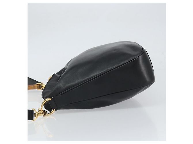 Borsa a Spalla in Pelle Gucci Bamboo 2way Nera Oro 001 2113 1638 Auth ki6316 Nero D'oro - vista 4