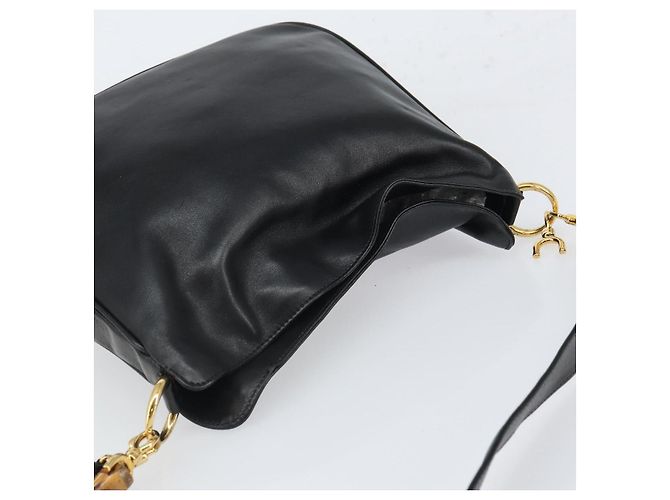 Borsa a Spalla in Pelle Gucci Bamboo 2way Nera Oro 001 2113 1638 Auth ki6316 Nero D'oro - vista 6