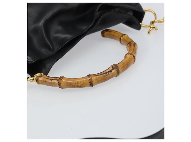 Borsa a Spalla in Pelle Gucci Bamboo 2way Nera Oro 001 2113 1638 Auth ki6316 Nero D'oro - vista 7