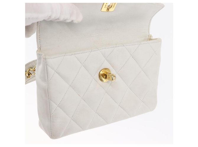 CHANEL Bauchtasche aus Lammleder Gold Weiß CC Auth bs33133 Golden - Ansicht 20