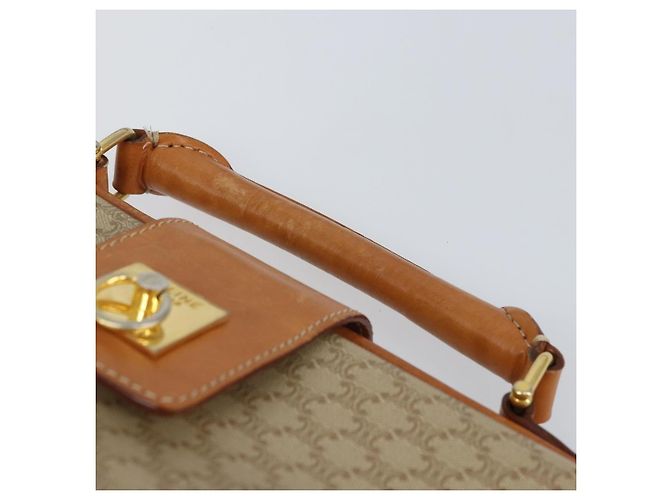Céline Borsa a mano in tela Macadam CELINE PVC 2in1 Beige Oro Auth 168082 D'oro - vista 14