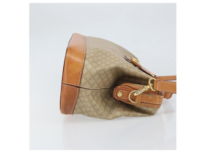 Céline Borsa a mano in tela Macadam CELINE PVC 2in1 Beige Oro Auth 168082 D'oro - vista 3