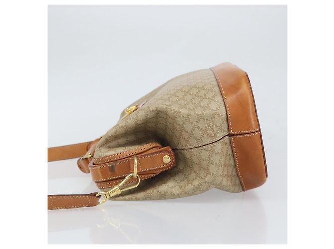 Céline Borsa a mano in tela Macadam CELINE PVC 2in1 Beige Oro Auth 168082 D'oro - vista 4