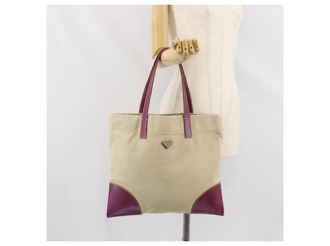 PRADA Tote Bag aus Canvas Beige Silber Authentisch 170406 - Ansicht 23