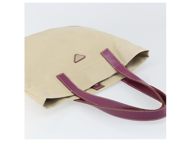 PRADA Tote Bag aus Canvas Beige Silber Authentisch 170406 - Ansicht 6