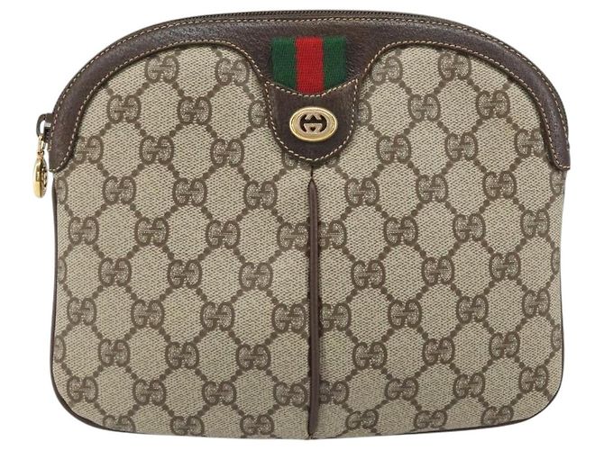 Borsa Sherry Line GG Supreme Web di GUCCI in PVC beige e oro 904 02 047 Auth BA9941 D'oro - vista 13