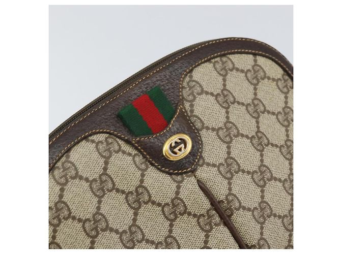 Borsa Sherry Line GG Supreme Web di GUCCI in PVC beige e oro 904 02 047 Auth BA9941 D'oro - vista 18