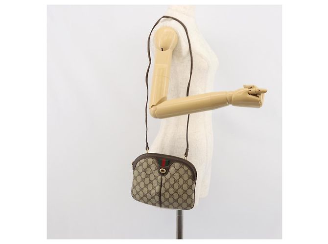 Borsa Sherry Line GG Supreme Web di GUCCI in PVC beige e oro 904 02 047 Auth BA9941 D'oro - vista 22