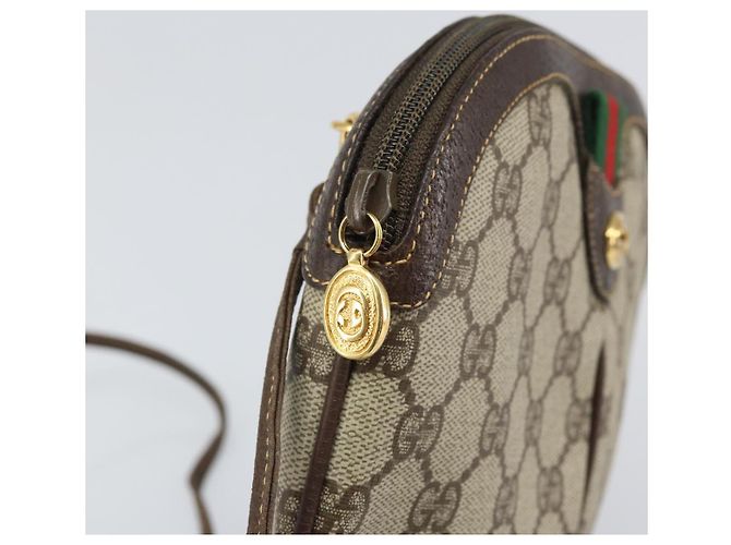 Borsa Sherry Line GG Supreme Web di GUCCI in PVC beige e oro 904 02 047 Auth BA9941 D'oro - vista 9