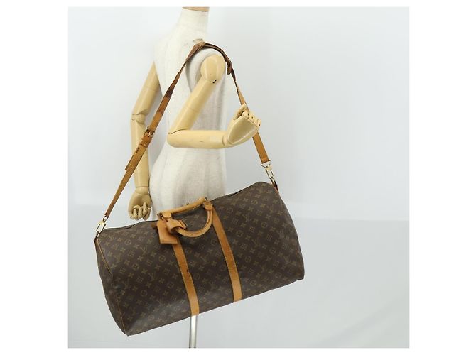 LOUIS VUITTON Borsa Boston Monogram Keepall Bandoulière 55 M41414 LV Auth bs33008 Monogramma - vista 25