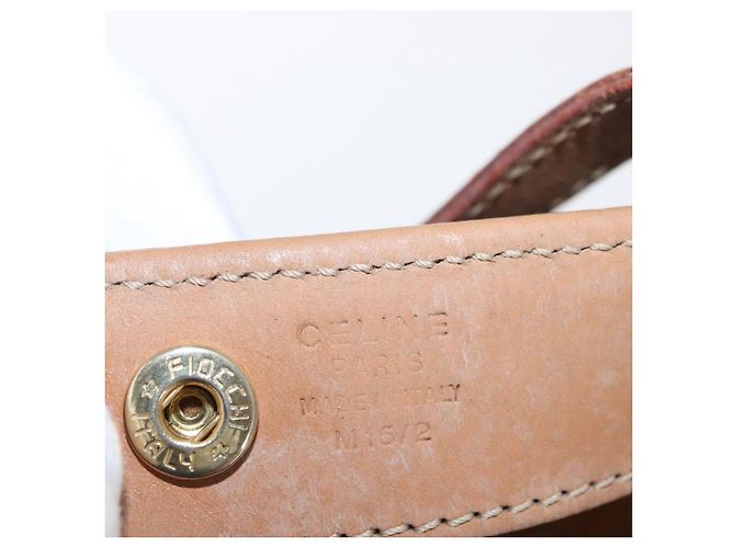 Céline Borsa tote in tela Macadam CELINE in pelle PVC marrone oro Auth 170367 D'oro - vista 12