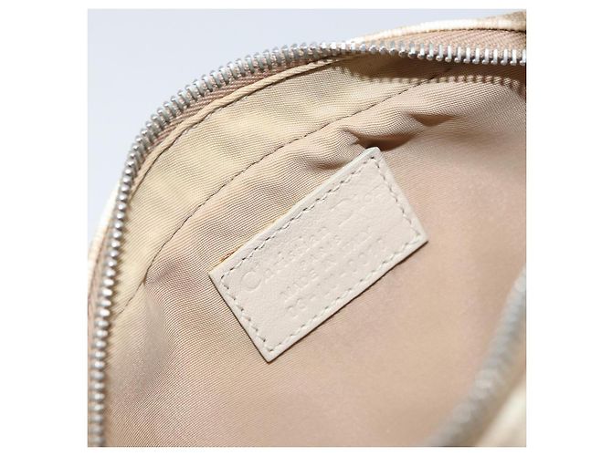 Christian Dior Trotter Canvas Romantic Pouch PVC Beige Silver Auth 168043 Silvery - view 12