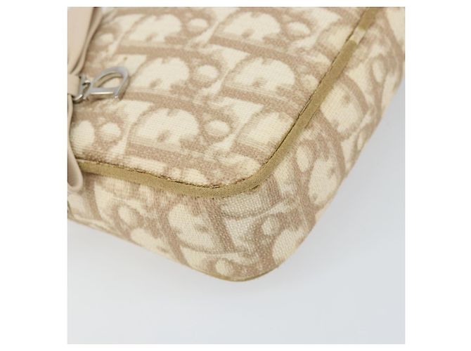 Christian Dior Trotter Canvas Romantic Pouch PVC Beige Silver Auth 168043 Silvery - view 14