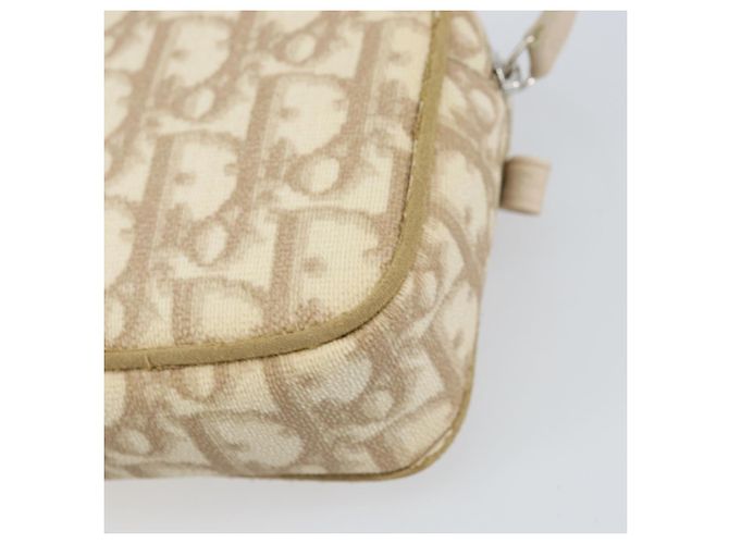 Christian Dior Trotter Canvas Romantic Pouch PVC Beige Silver Auth 168043 Silvery - view 15