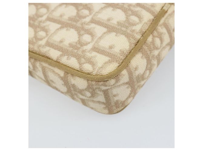 Christian Dior Trotter Canvas Romantic Pouch PVC Beige Silver Auth 168043 Silvery - view 16
