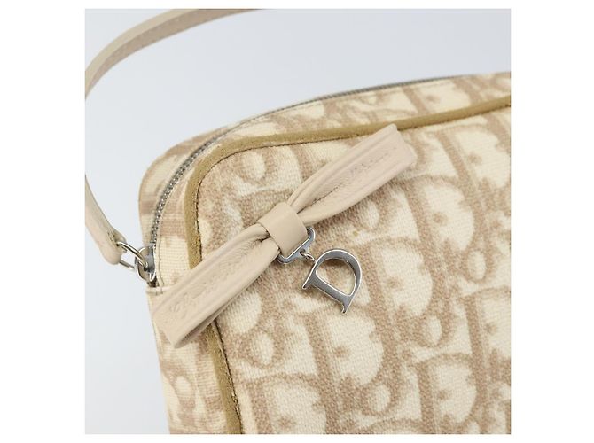 Christian Dior Trotter Canvas Romantic Pouch PVC Beige Silver Auth 168043 Silvery - view 17