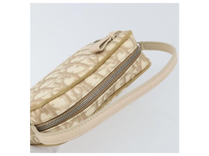 Christian Dior Trotter Canvas Romantic Pouch PVC Beige Silver Auth 168043 Silvery - view 6